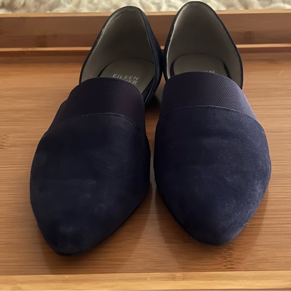 Eileen Fisher Blue Suede D’Orsay Ballet Flats - Picture 4 of 7